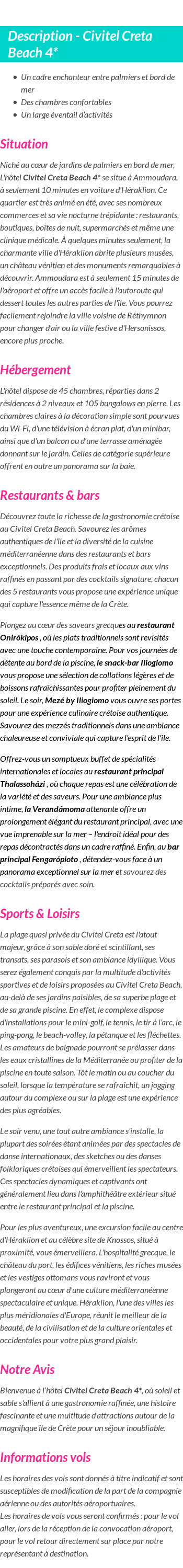 Détails du séjour