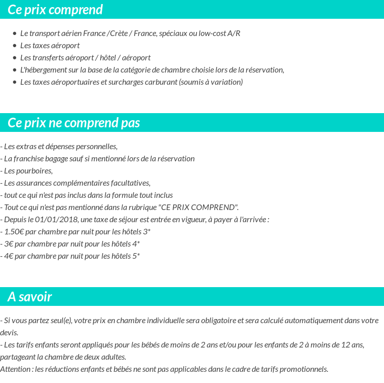 Conditions tarifaires