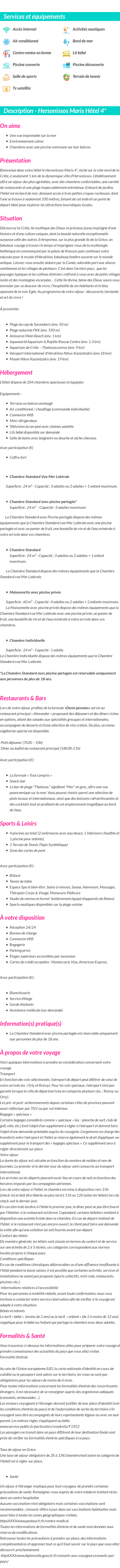 Détails du séjour