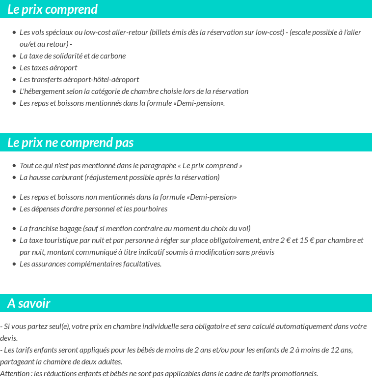 Conditions tarifaires