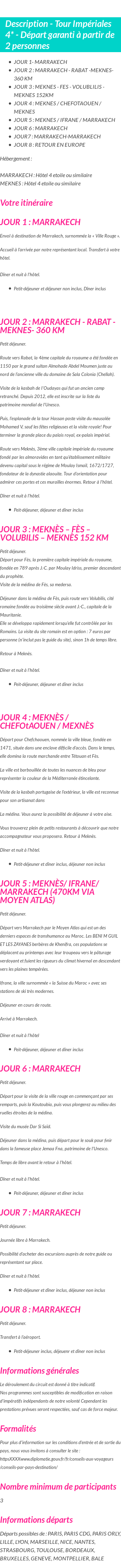 Détails du séjour