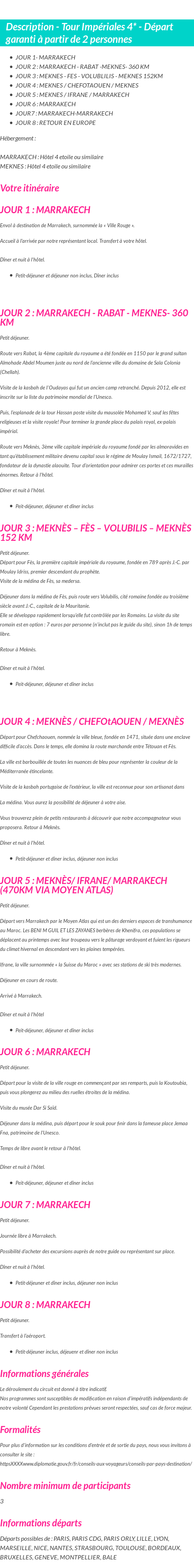 Détails du séjour