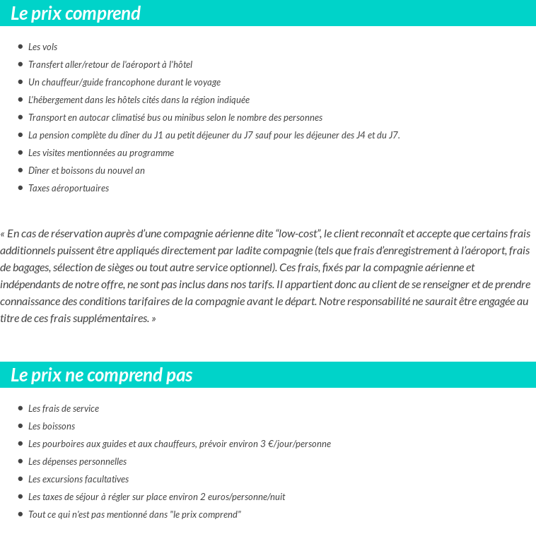 Conditions tarifaires