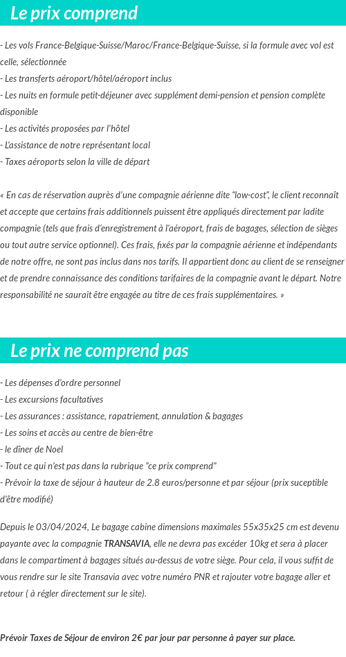 Conditions tarifaires