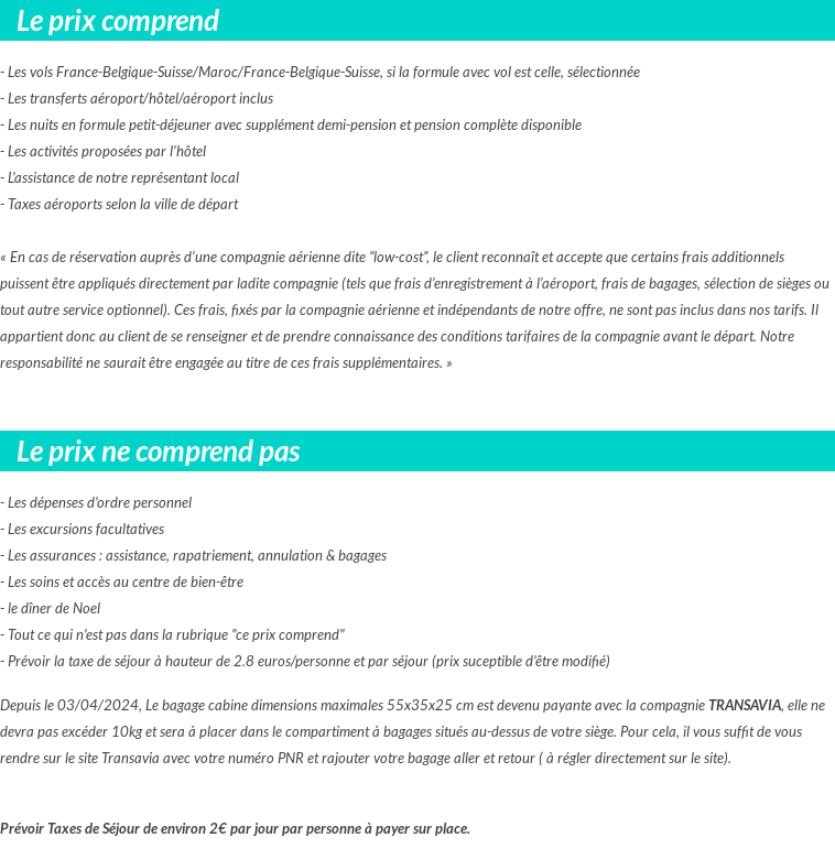 Conditions tarifaires