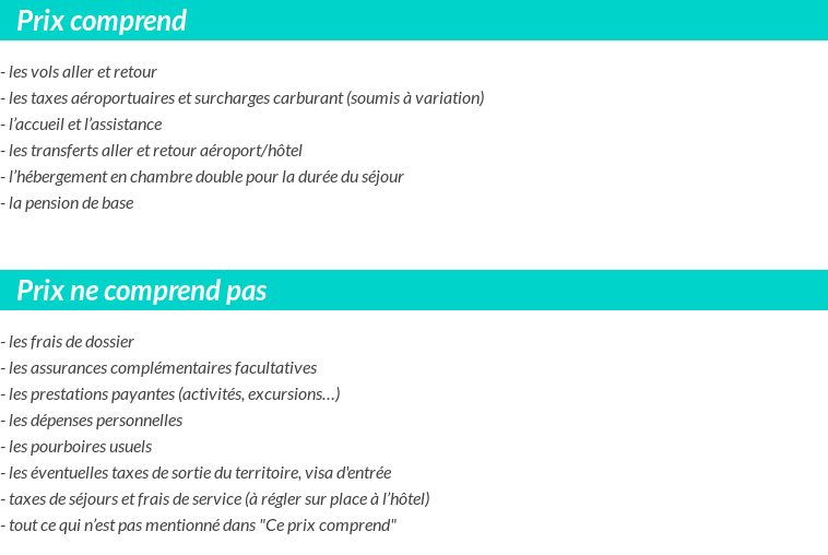 Conditions tarifaires