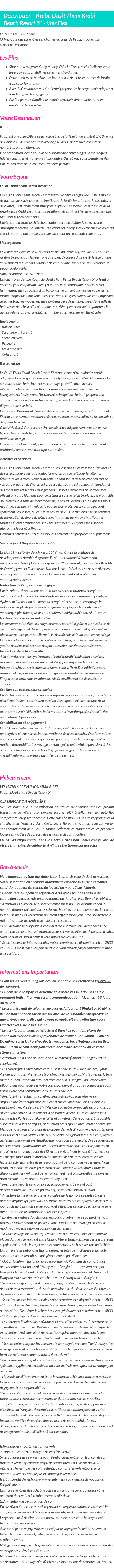 Détails du séjour