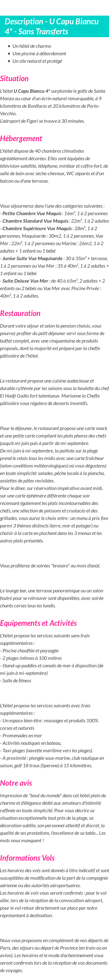 Détails du séjour