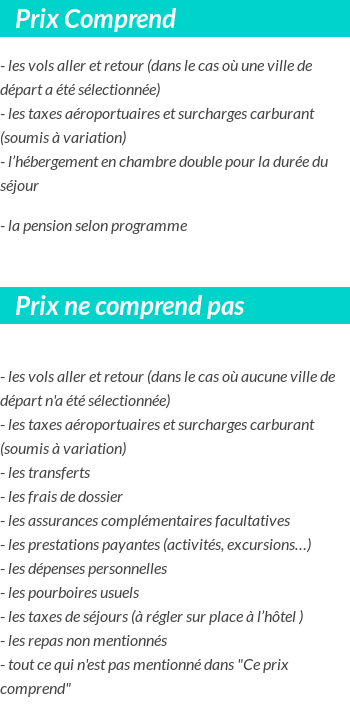 Conditions tarifaires