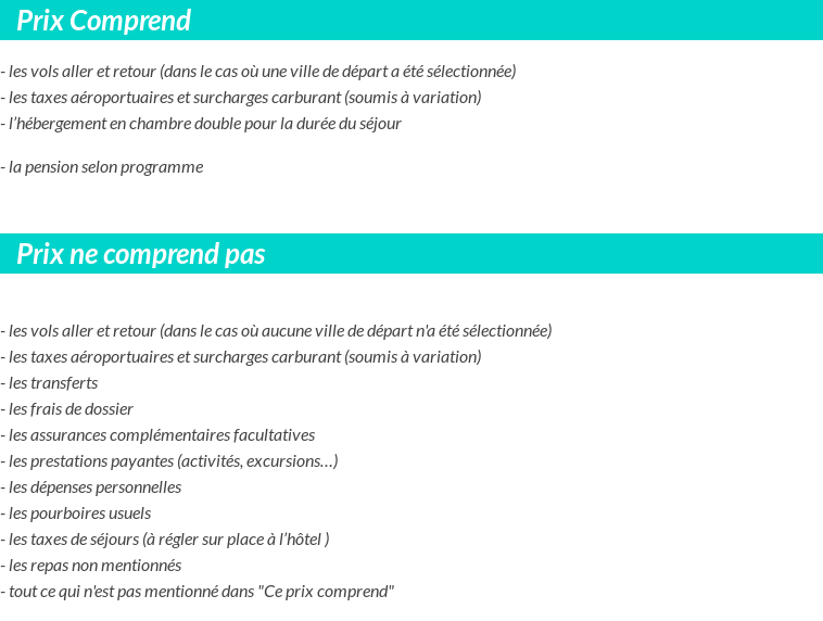 Conditions tarifaires