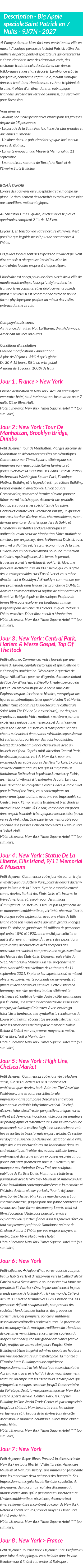 Détails du séjour