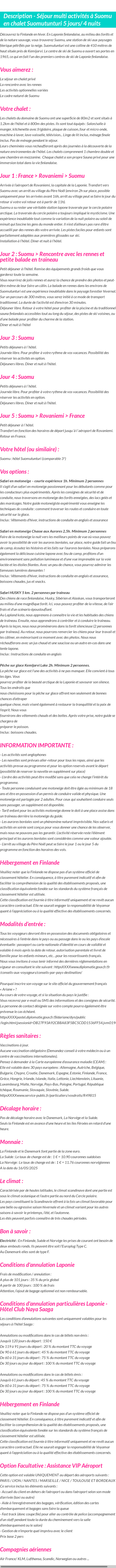 Détails du séjour
