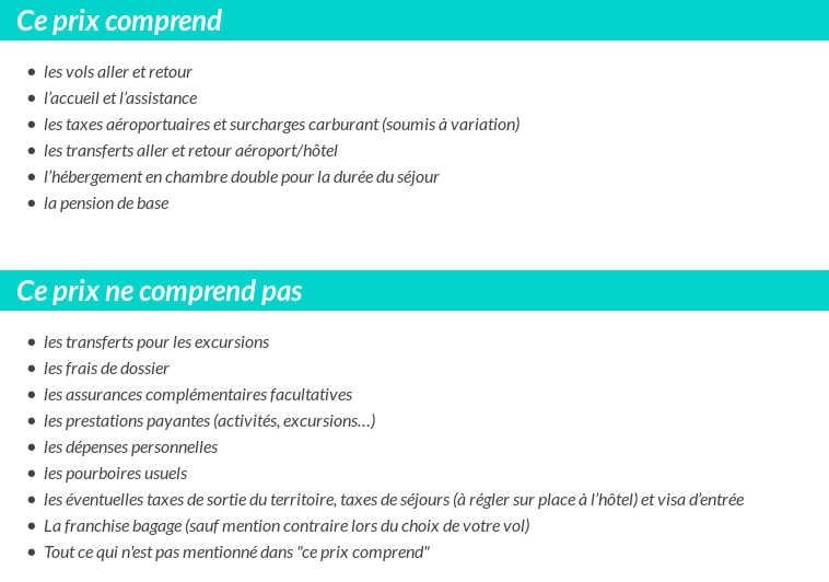 Conditions tarifaires