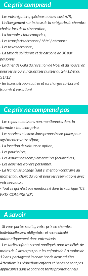 Conditions tarifaires