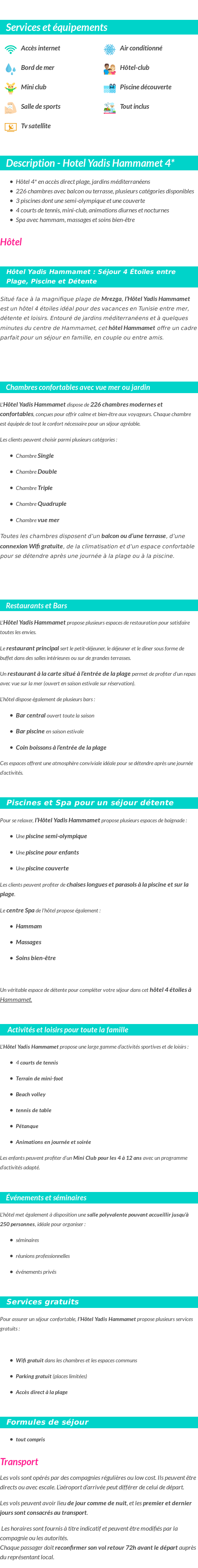 Détails du séjour