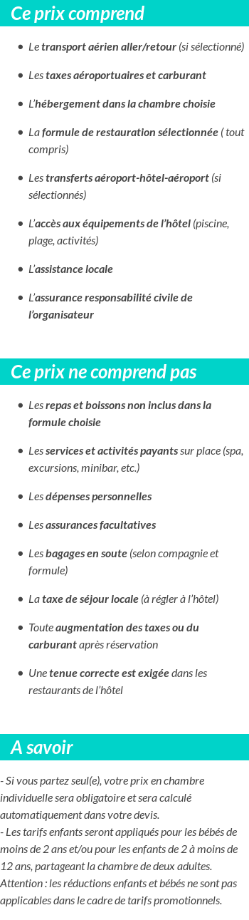 Conditions tarifaires