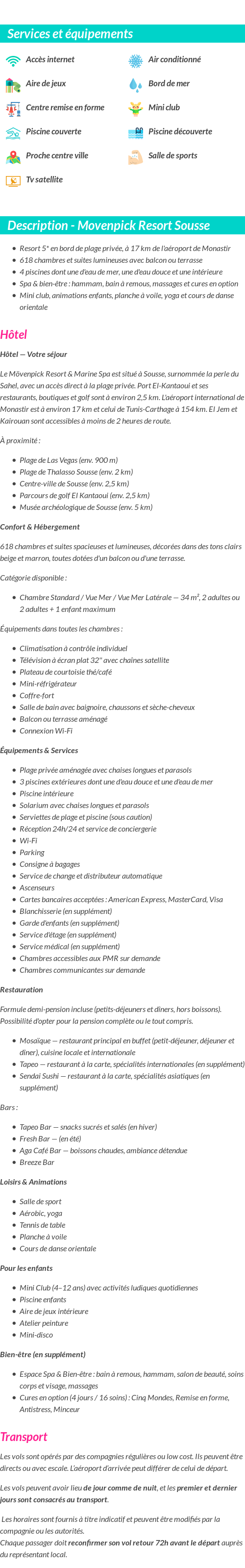 Détails du séjour