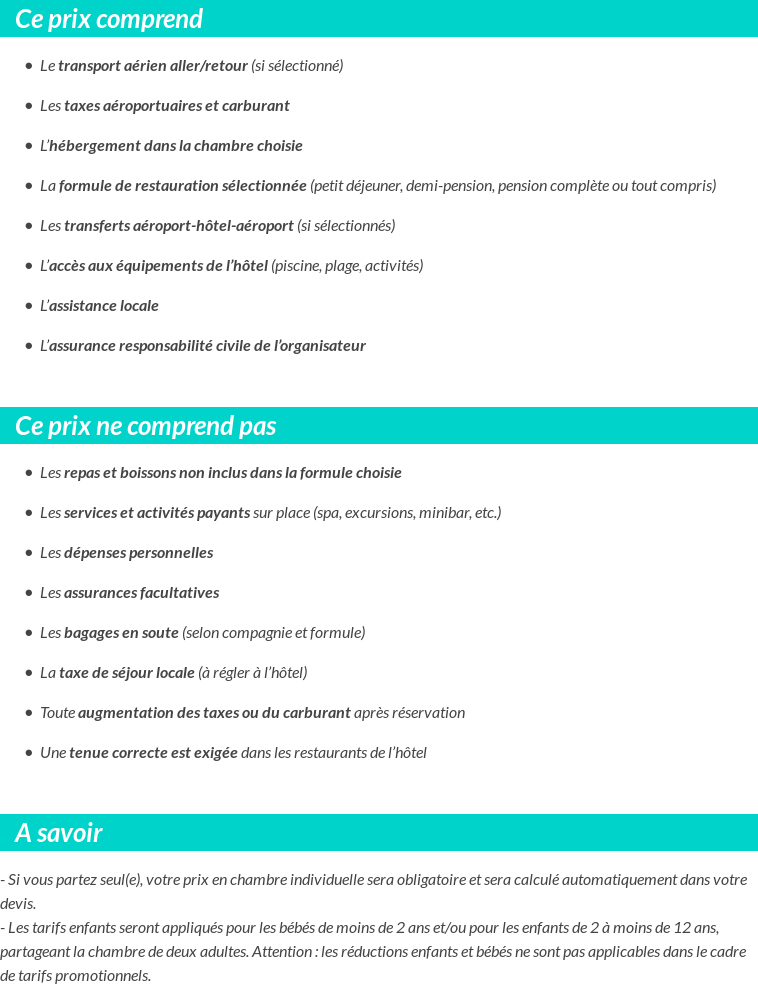 Conditions tarifaires