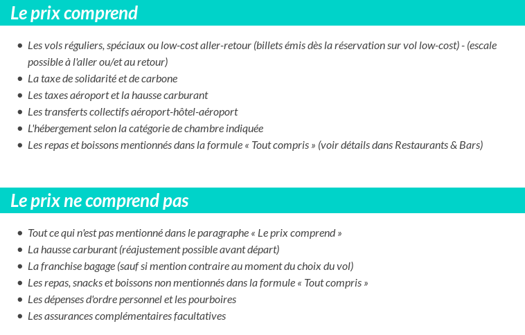 Conditions tarifaires