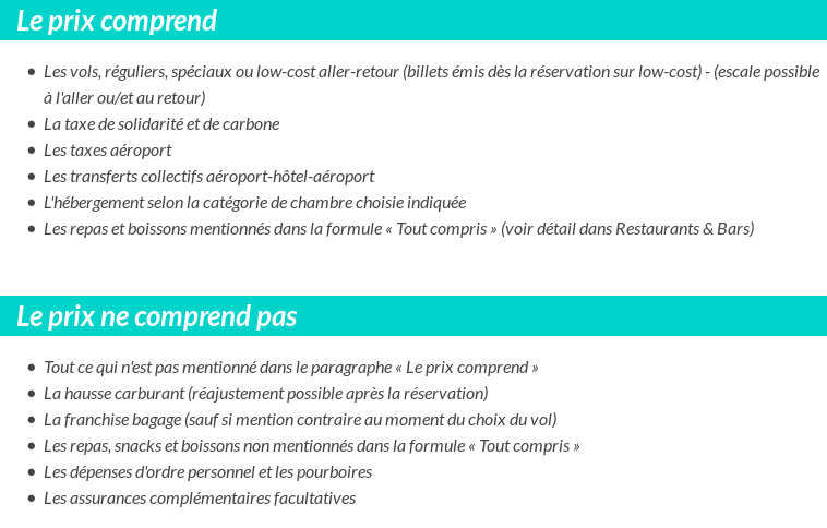 Conditions tarifaires