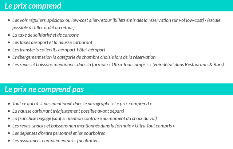 Conditions tarifaires