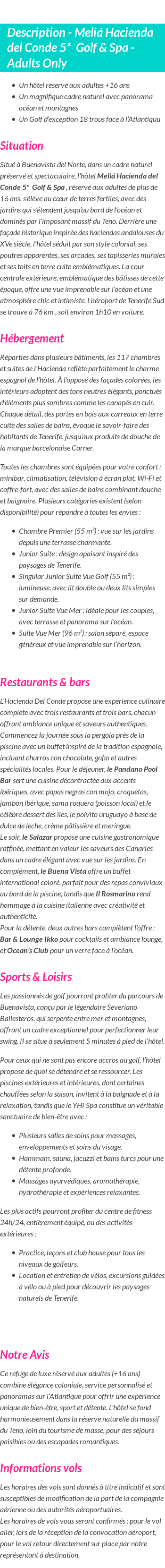 Détails du séjour