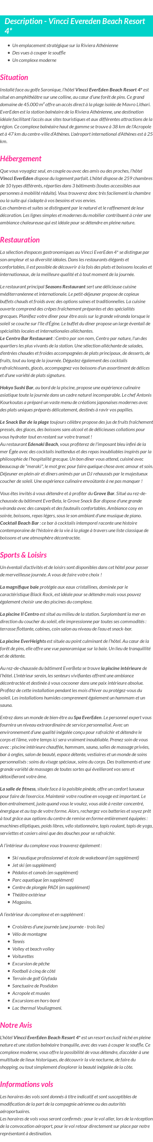Détails du séjour