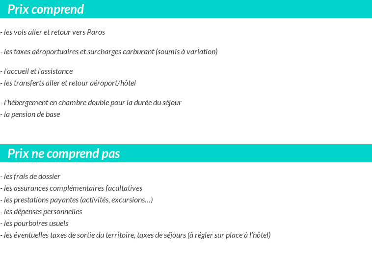 Conditions tarifaires
