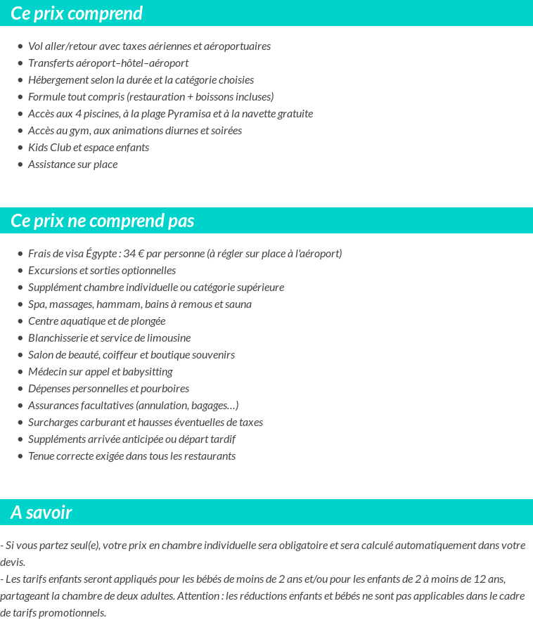 Conditions tarifaires