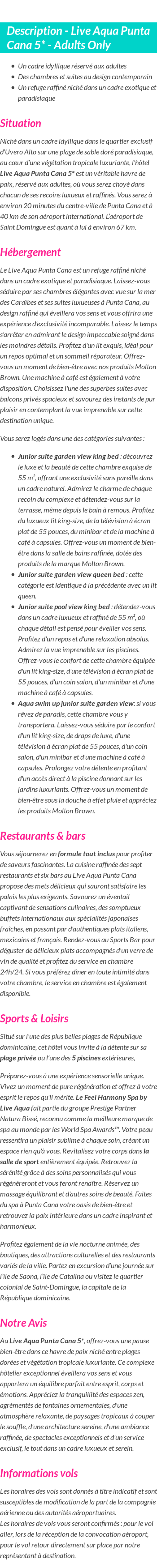 Détails du séjour