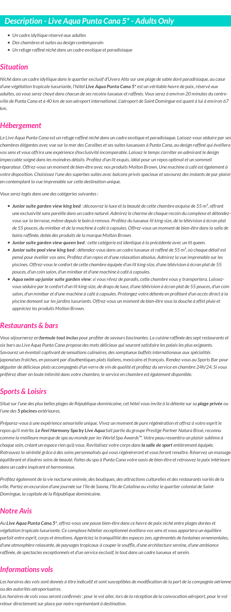 Détails du séjour