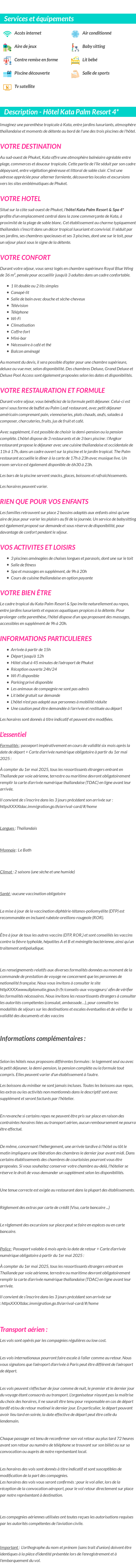 Détails du séjour