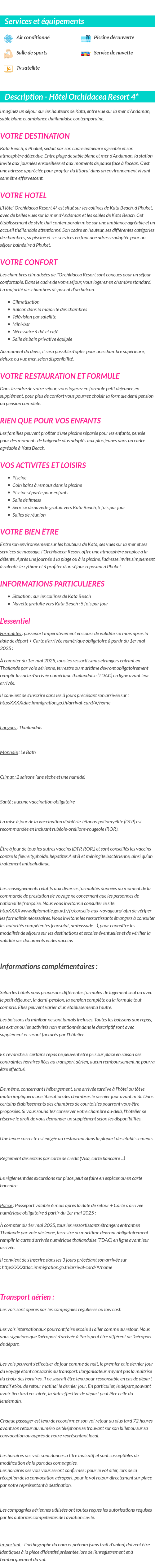 Détails du séjour