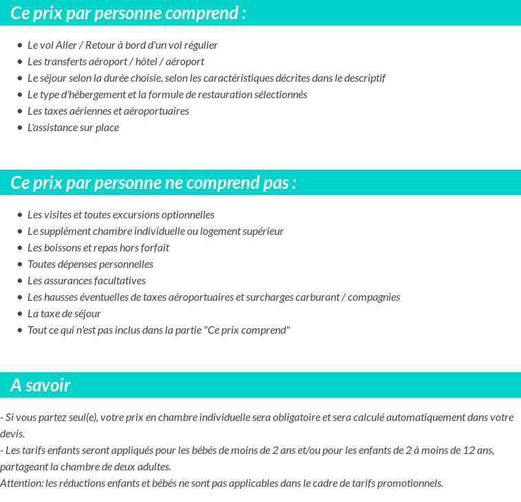 Conditions tarifaires