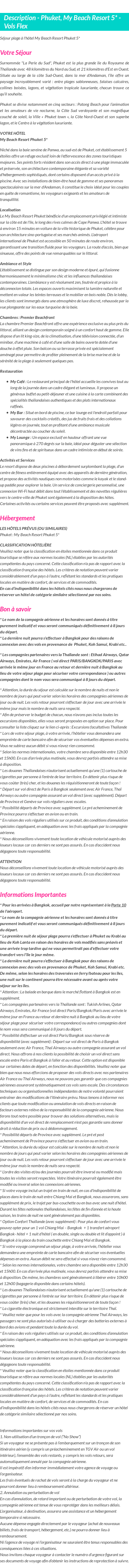Détails du séjour