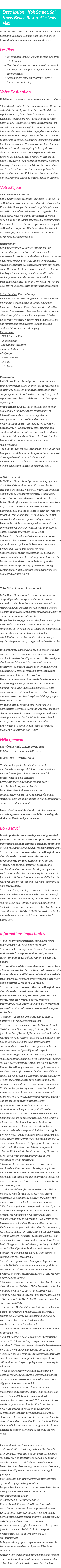 Détails du séjour