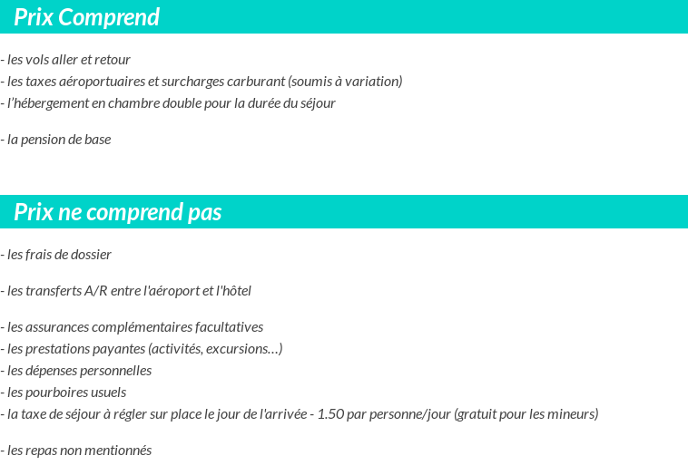 Conditions tarifaires