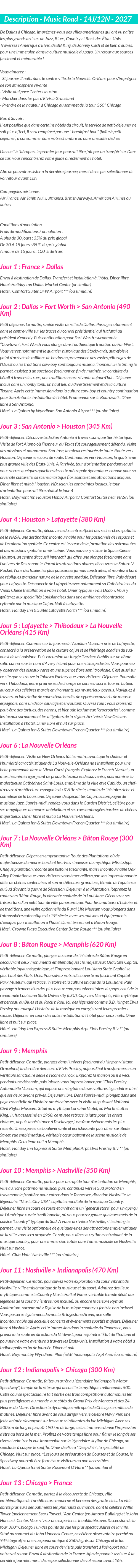 Détails du séjour