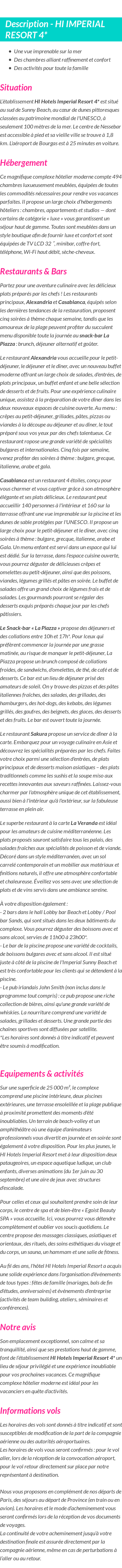 Détails du séjour
