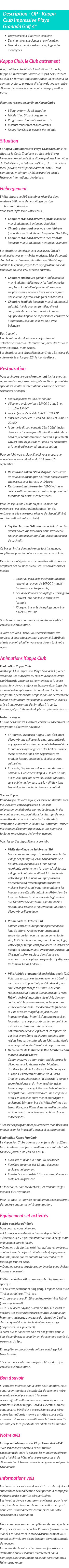 Détails du séjour