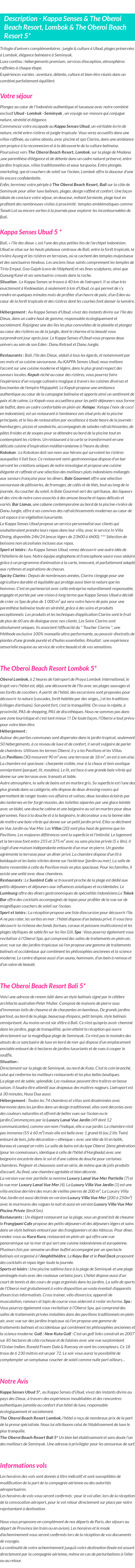 Détails du séjour