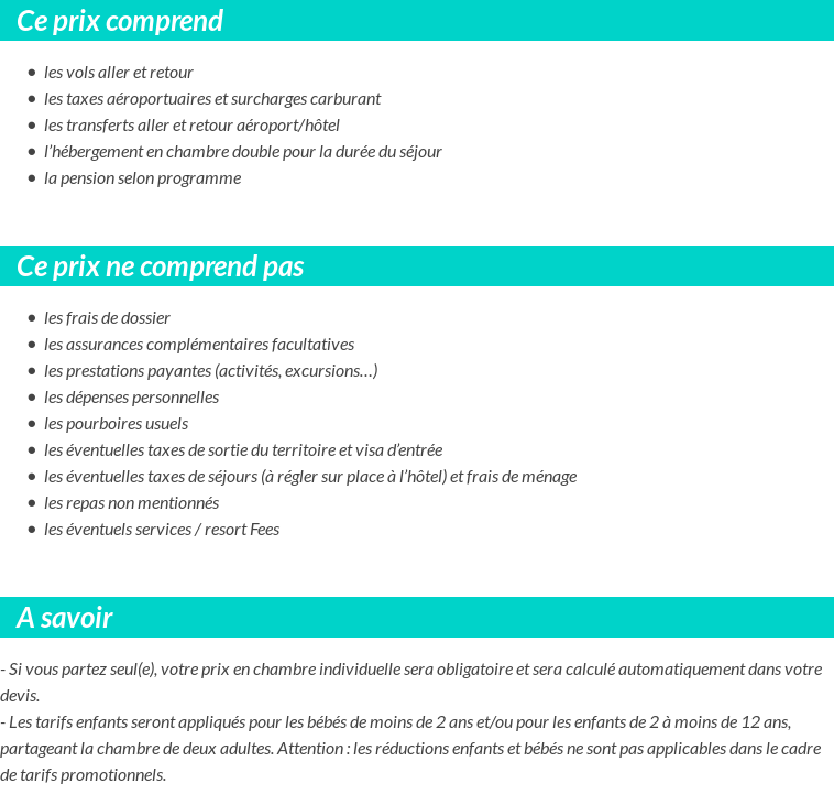 Conditions tarifaires