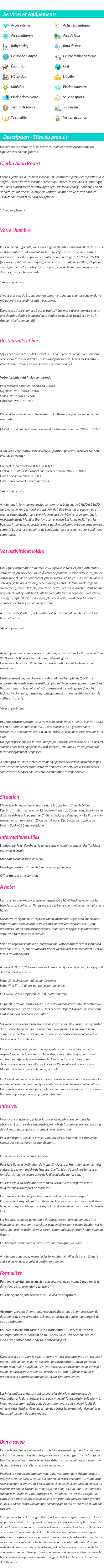 Détails du séjour