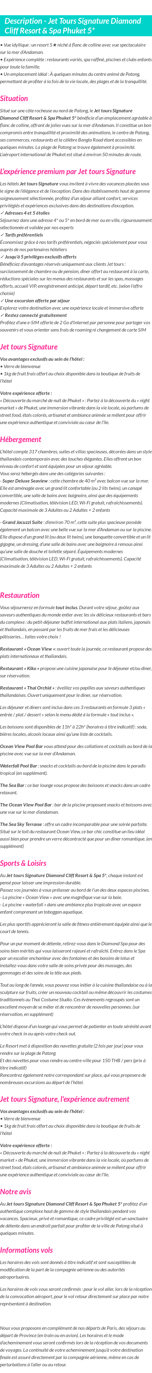Détails du séjour