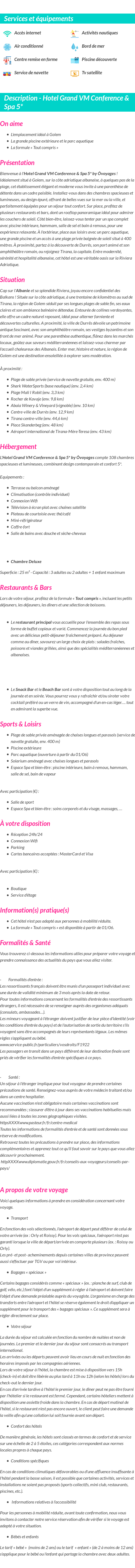 Détails du séjour