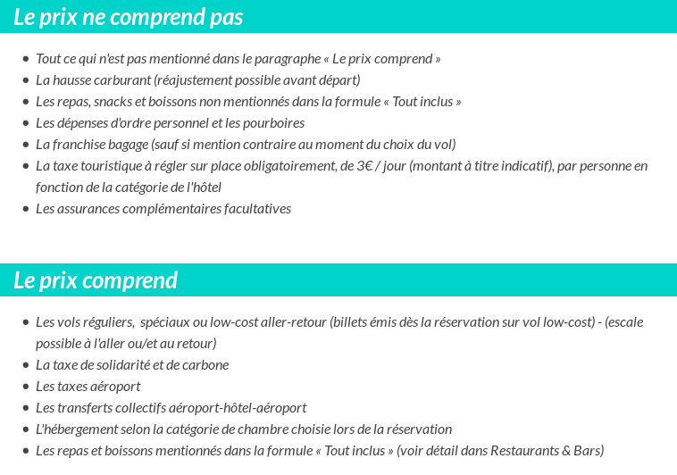 Conditions tarifaires