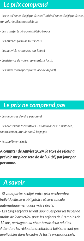 Conditions tarifaires