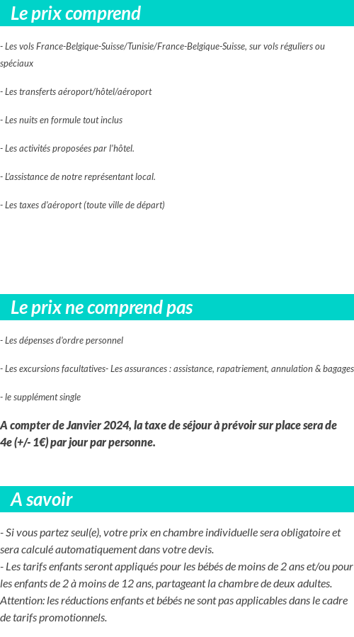Conditions tarifaires