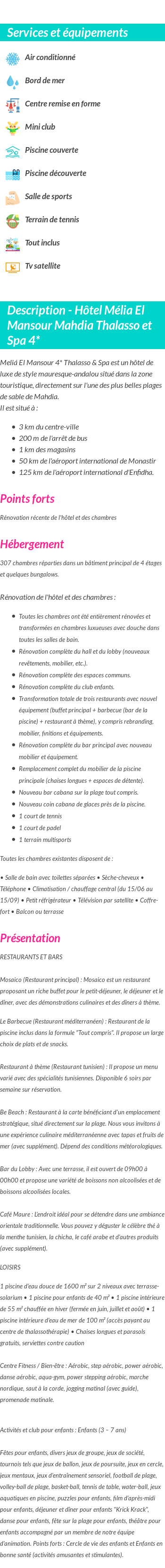 Détails du séjour