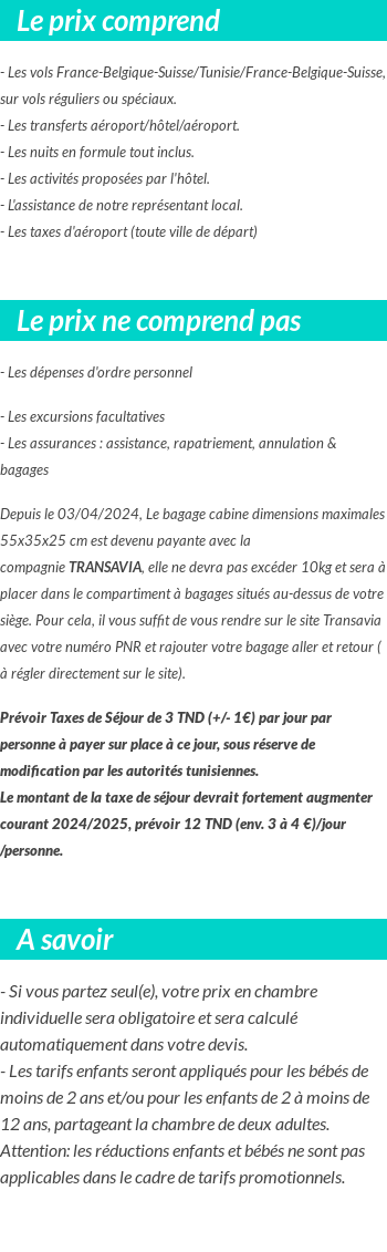 Conditions tarifaires